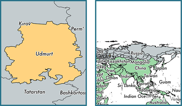 Location of republic of Udmurtia on a map