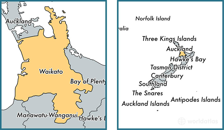 Location of regional council of Waikato on a map