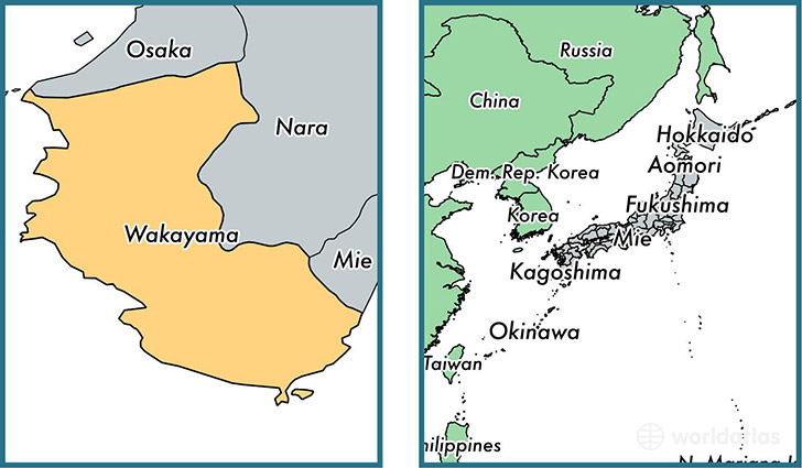 Location of prefecture of Wakayama on a map