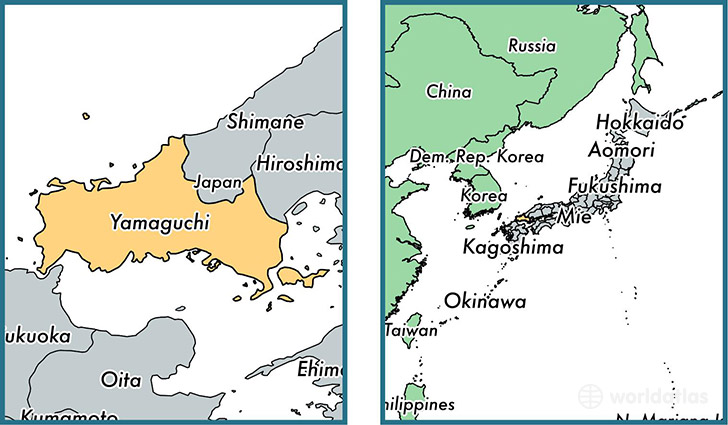 Location of prefecture of Yamaguchi on a map