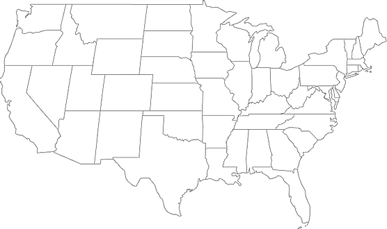 Outline map of the continental US with state borders