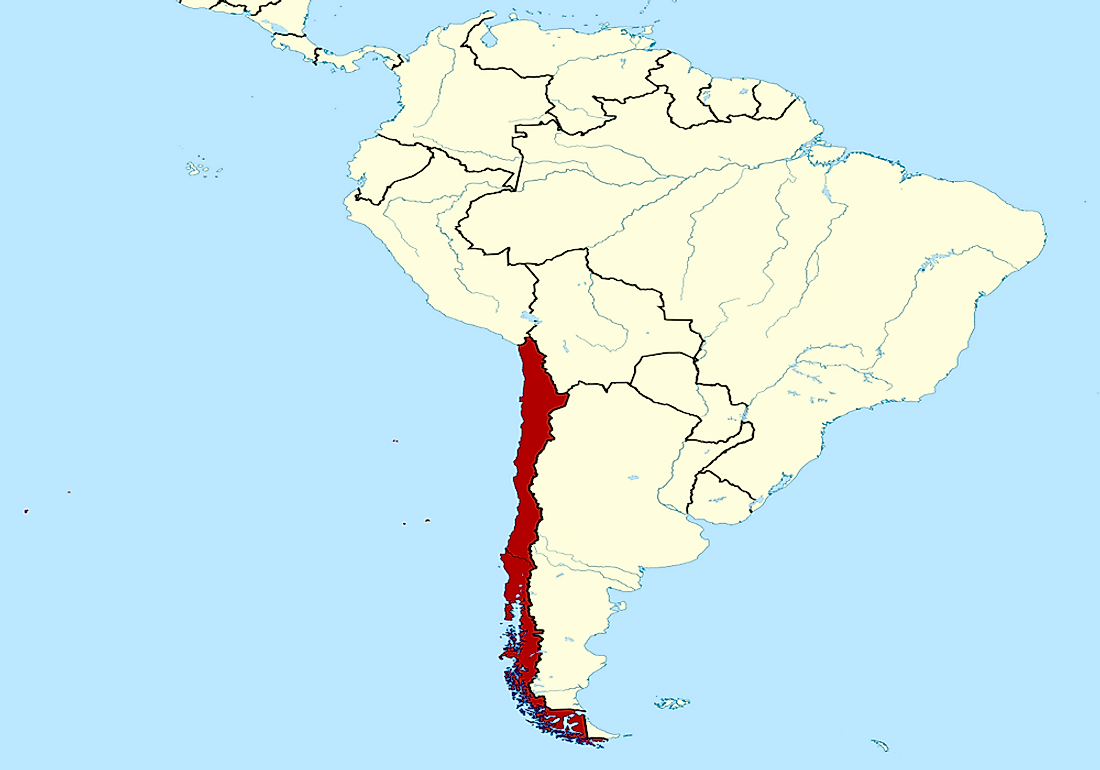 The map of Chile (marked in red).