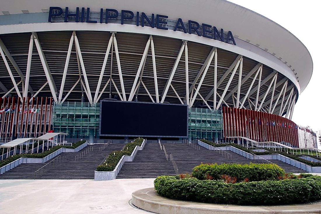 The Philippine Arena, the largest indoor arena in the world by capacity​. Editorial credit: junpinzon / Shutterstock.com.