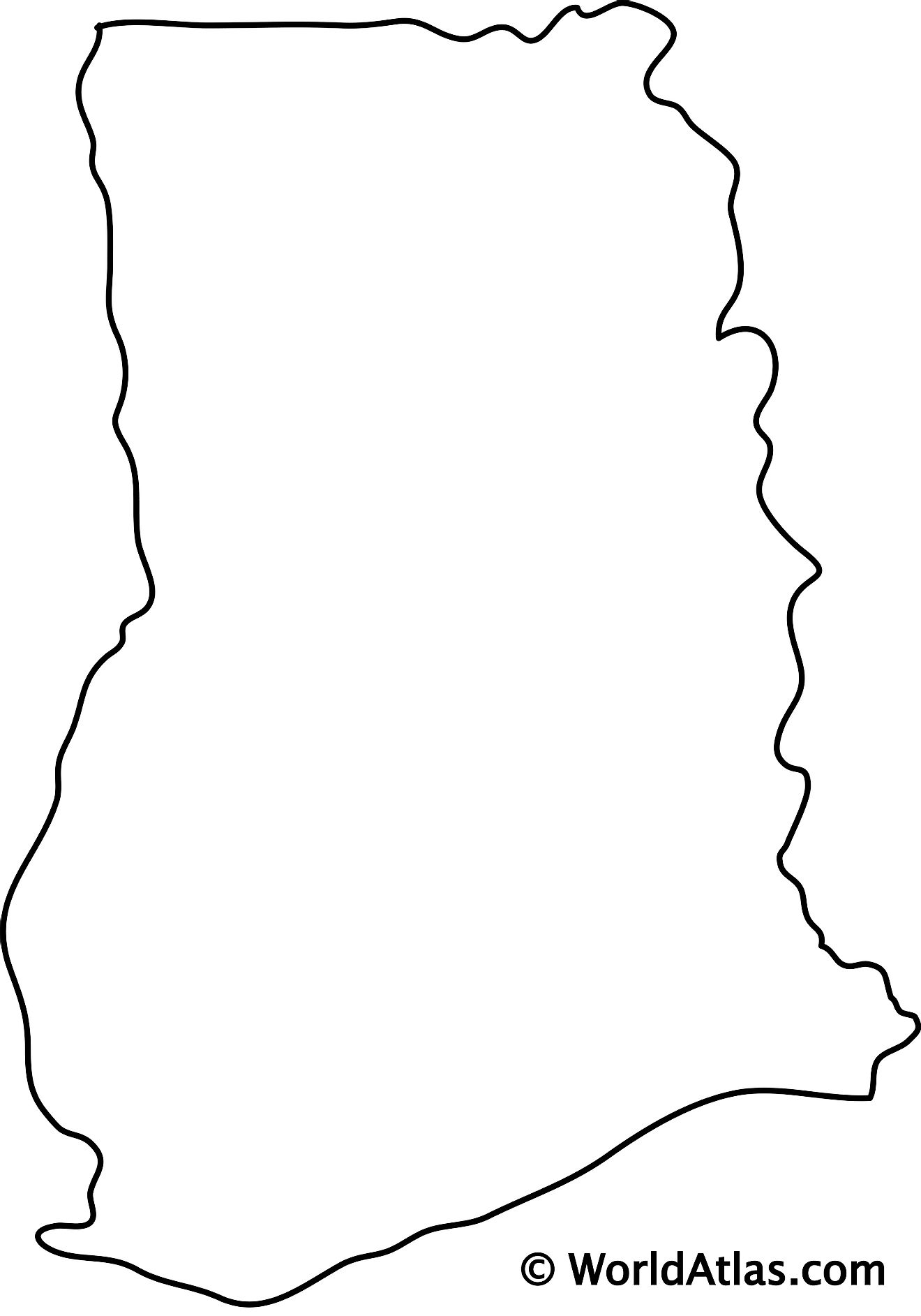 Blank Outline Map of Ghana