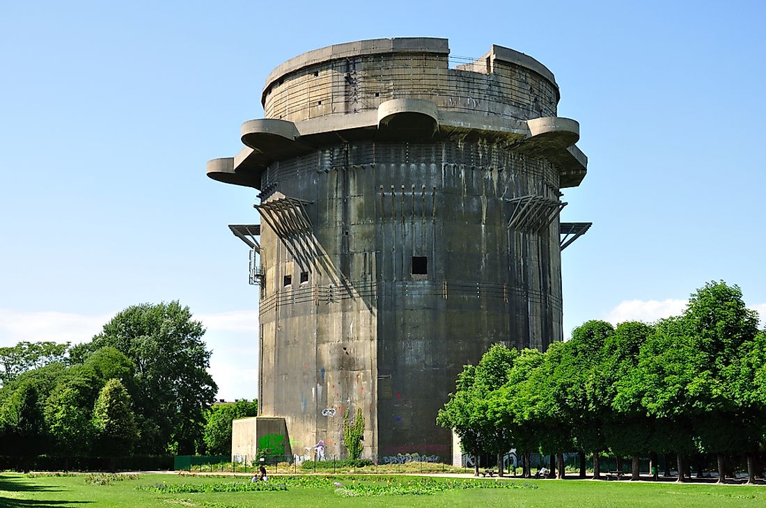 An old flak tower seen here in Vienna, Austria. 