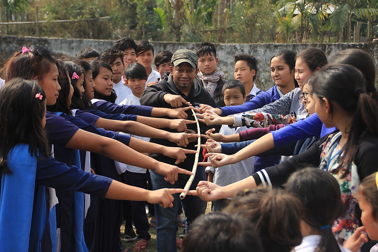 Biswajit De, Founder Director of WildRoots, interacting with students from urban and rural communities in northeast India. Image credit: WildRoots