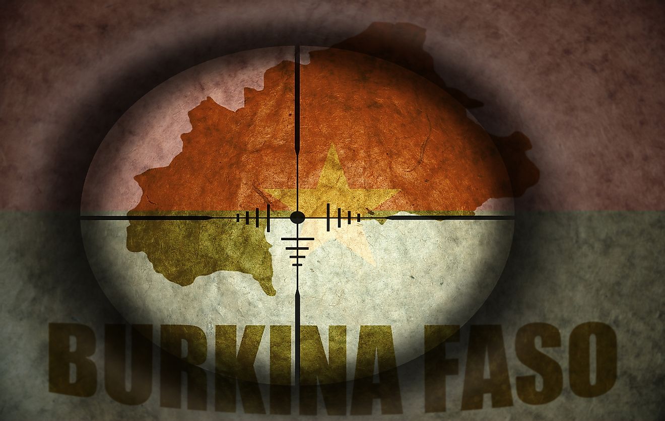 Burkina Faso map and flag.