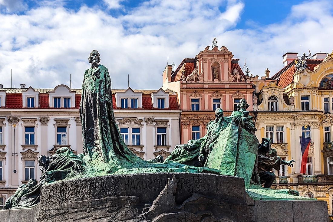 A memorial to Jan Hus in Prague, Czech Republic. 