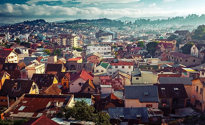 Densely populated city of Antananarivo, Madagascar.
