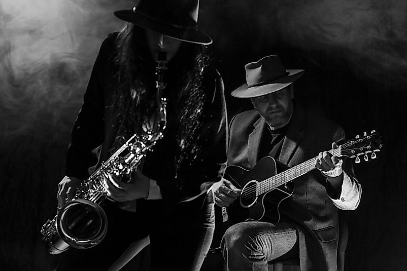 Guitars and saxophones are often featured front and center in Blues music.