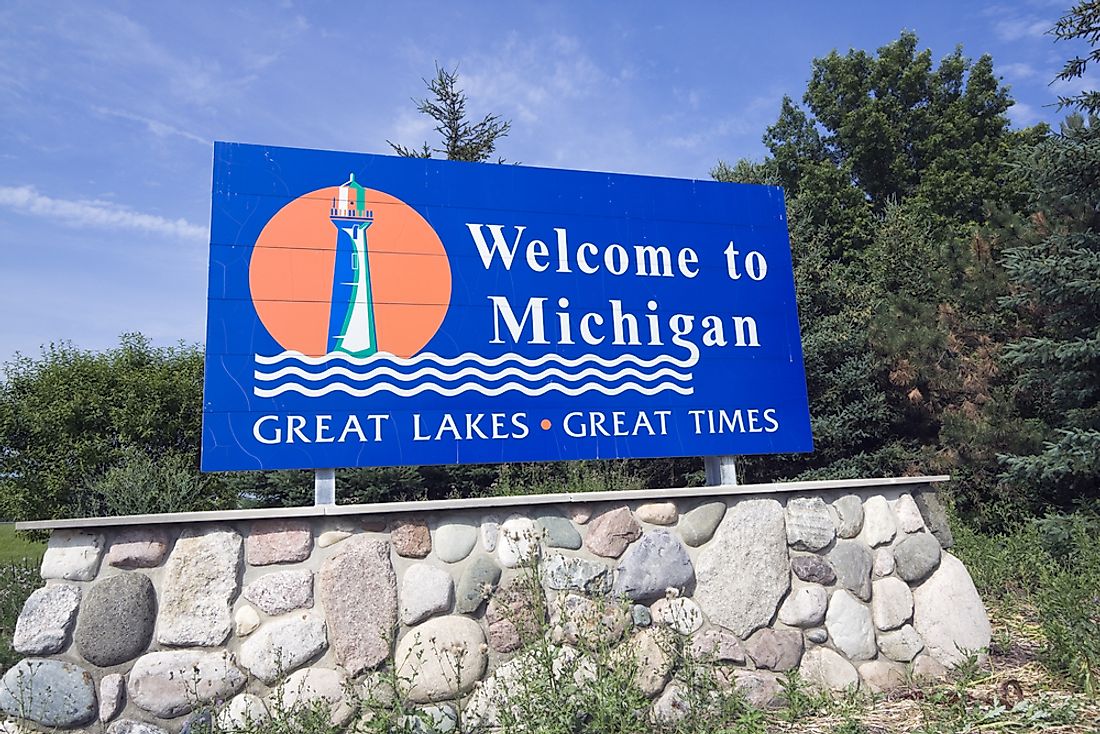 Michigan welcome sign. 