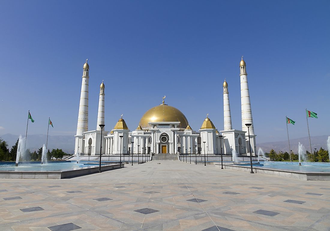 The Grand Mosque in Ashgabat, Turkmenistan.