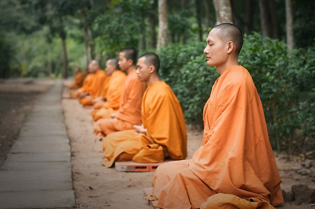 Theravada Bhikkhu meditating in Vietnam. Editorial credit: Dory F / Shutterstock.com
