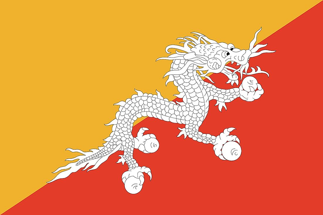 The Bhutanese flag is well known for its dragon. 
