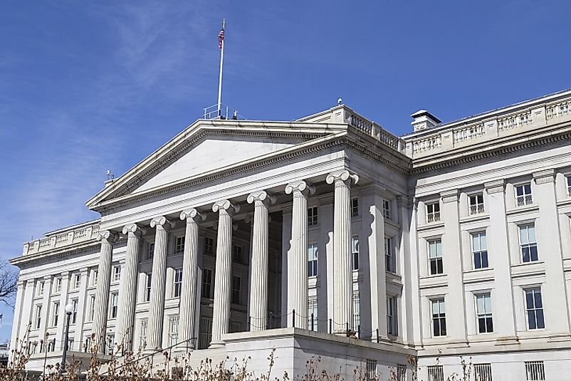 The United States Treasury headquarter building in Washington, D.C., U.S.A.