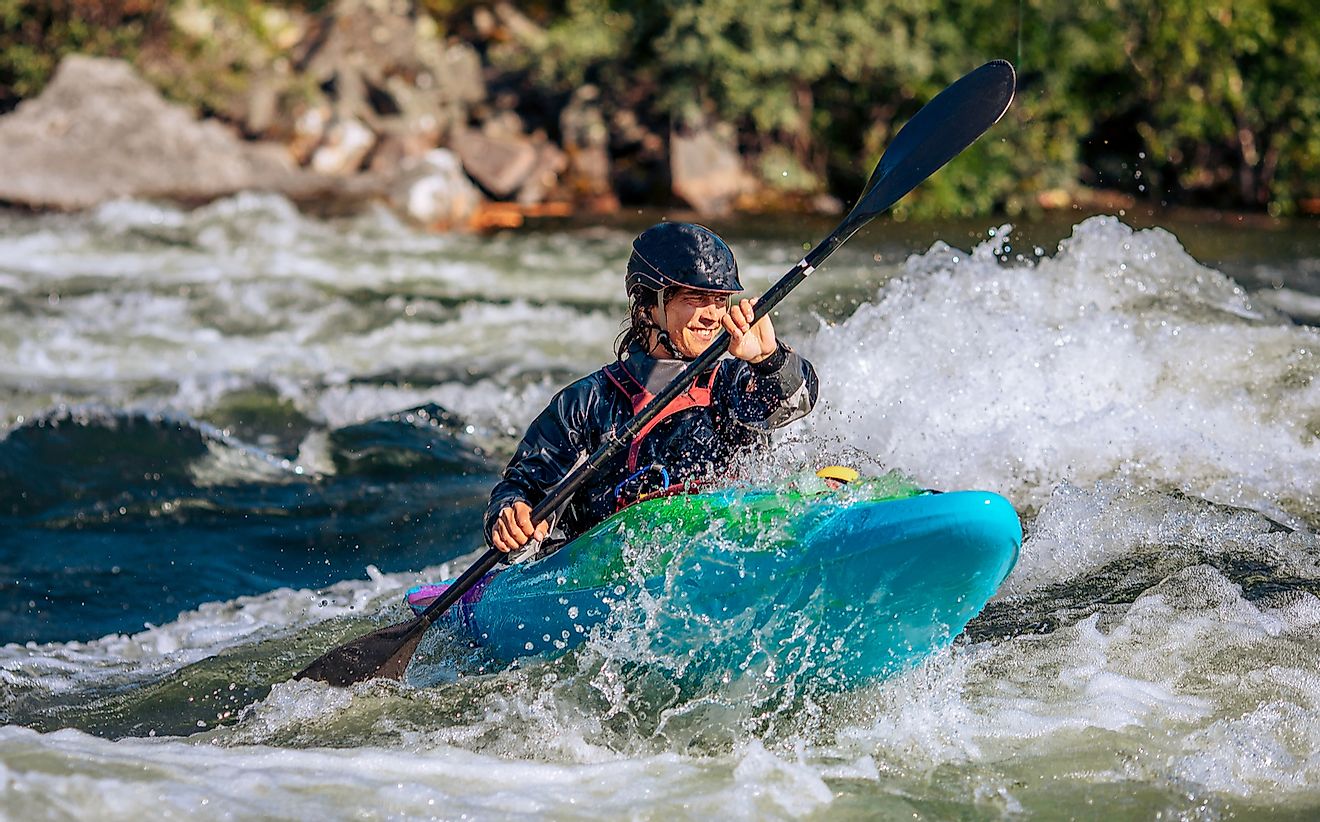 A whitewater kayaker.