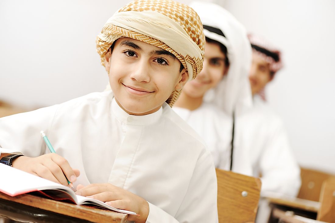 Students in a classroom in Saudi Arabia. 