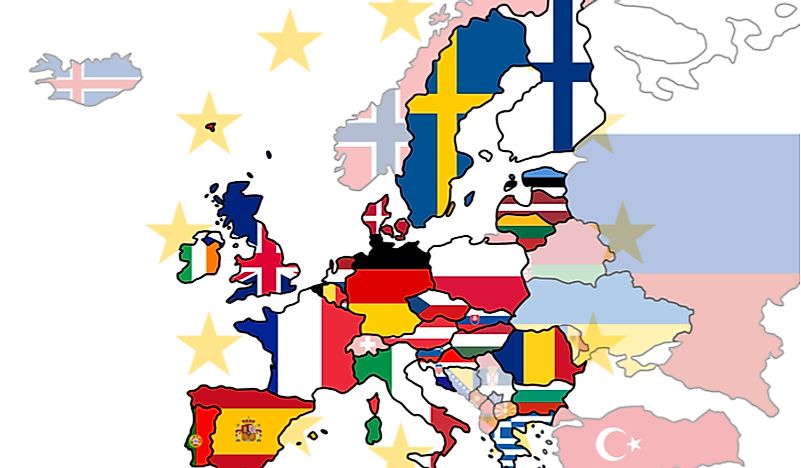 A map of Europe with the non-EU countries greyed out. 