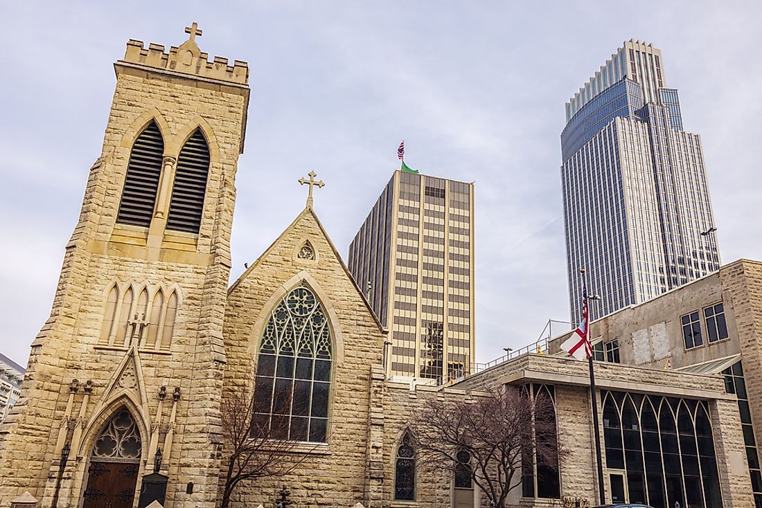 Trinity Cathedral is seen in Omaha, Nebraska. 