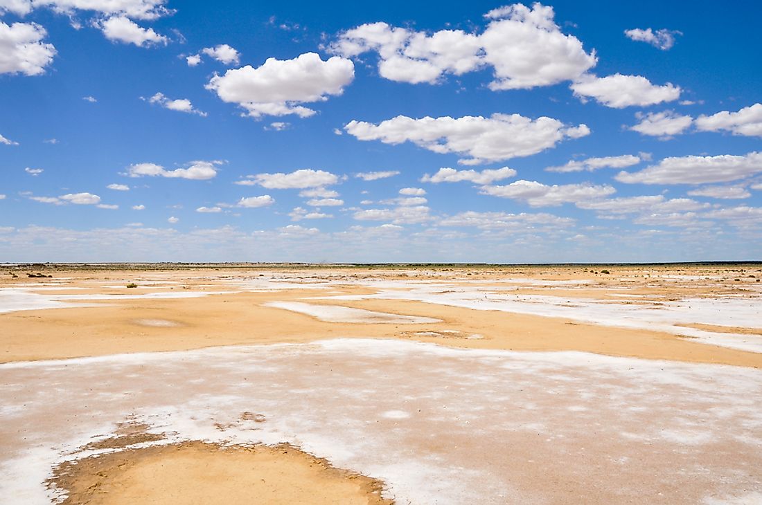 Lake Eyre, the lowest point in Australia. 