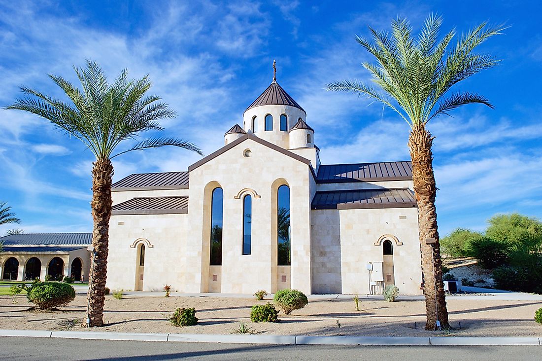 Saint Garabed Armenian Apostolic Church of the Desert in Rancho Mirage, California. Editorial credit: Philip Pilosian / Shutterstock.com