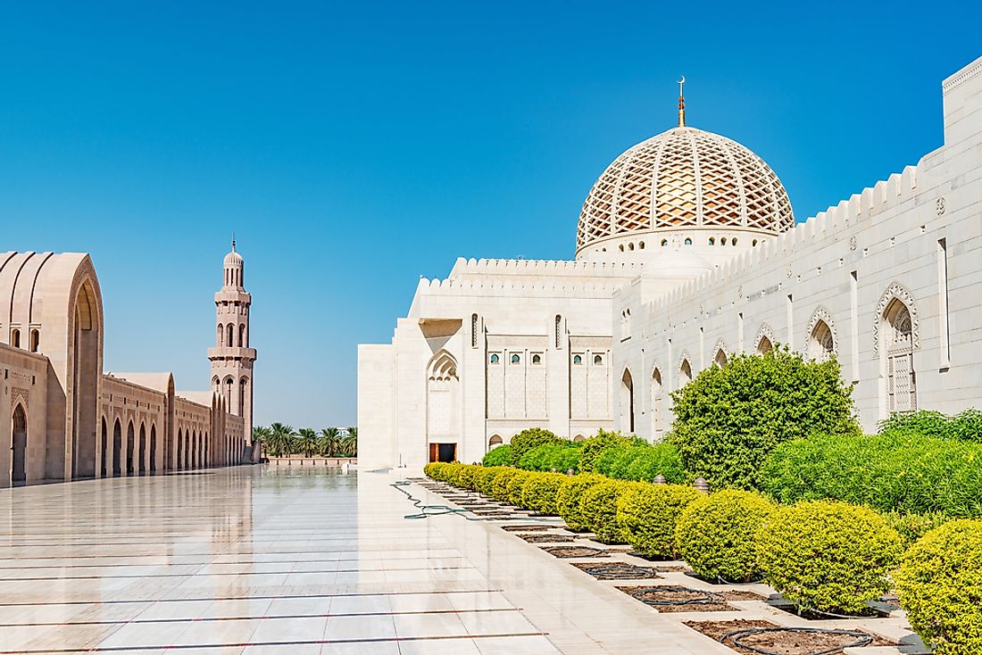 The Sultan Qaboos Grand Mosque in Muscat, Oman. 