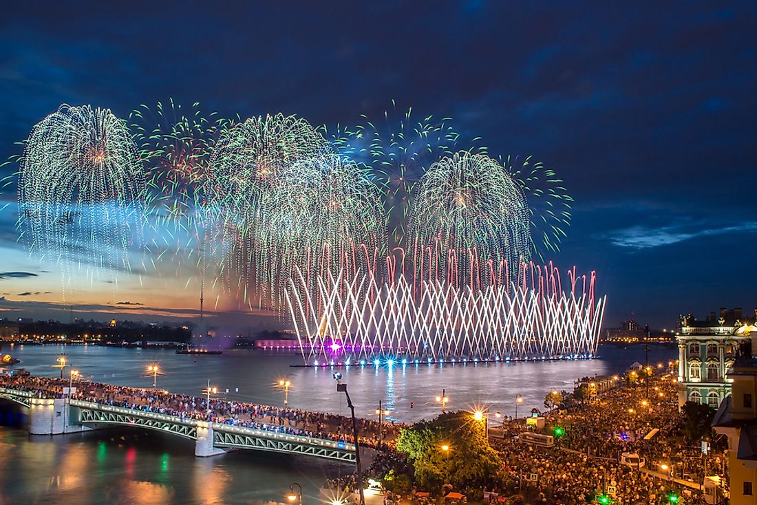 Celebrations signifying the White Night's Festival in St. Petersburg, Russia. 