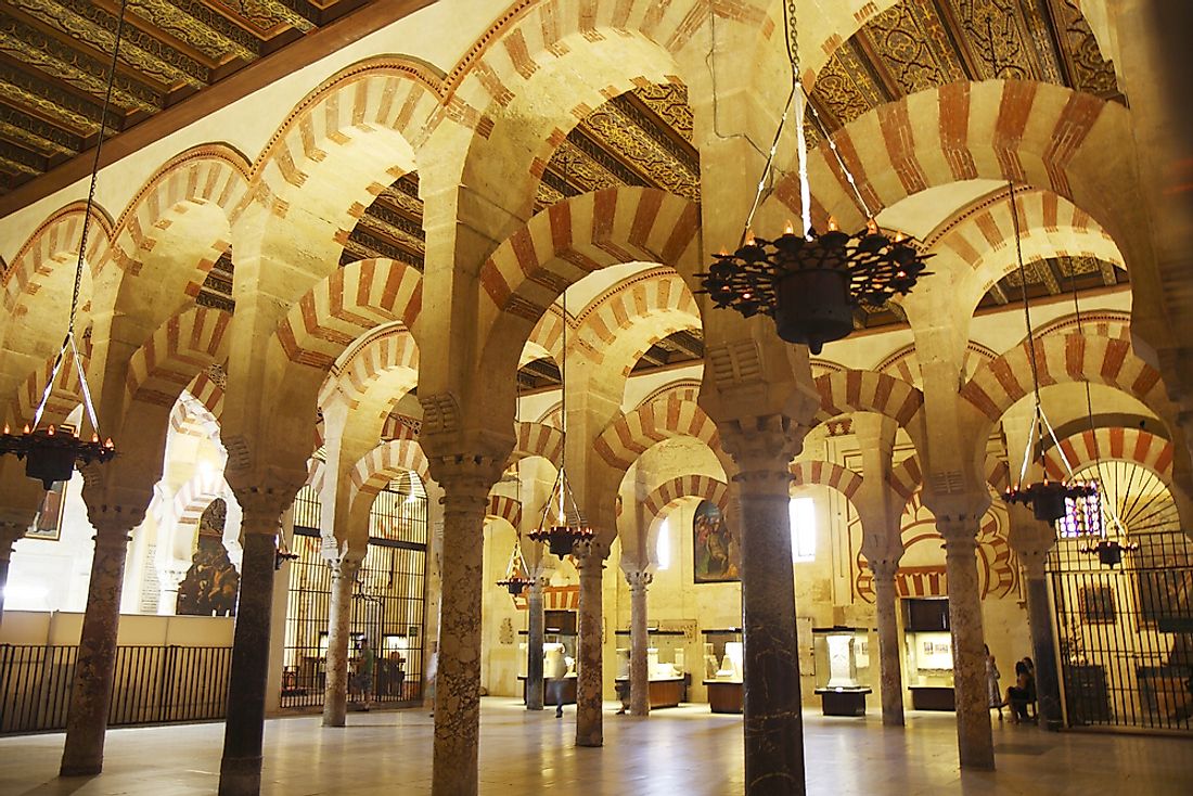 The interior of the Mosque-Cathedral of Córdoba. 