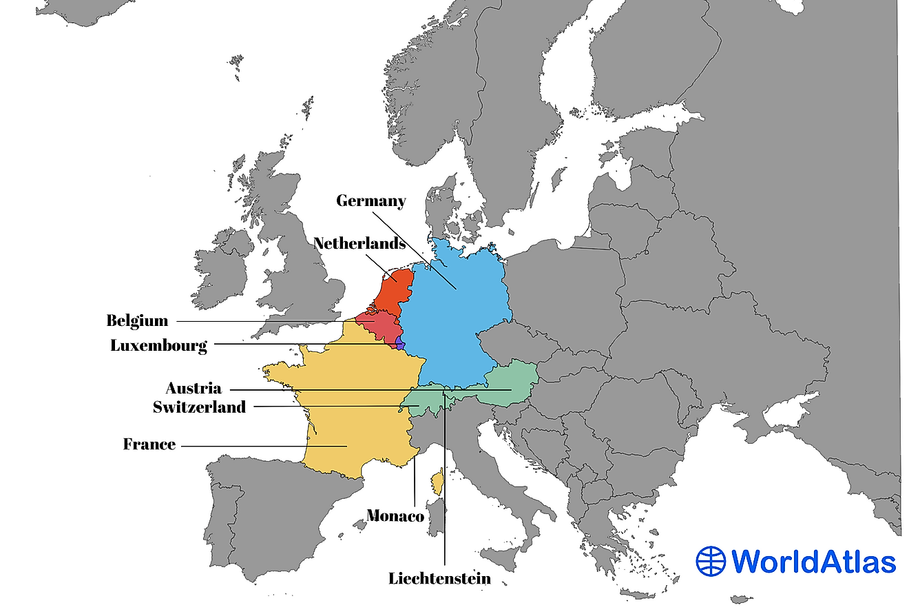 The 9 countries of Western Europe.