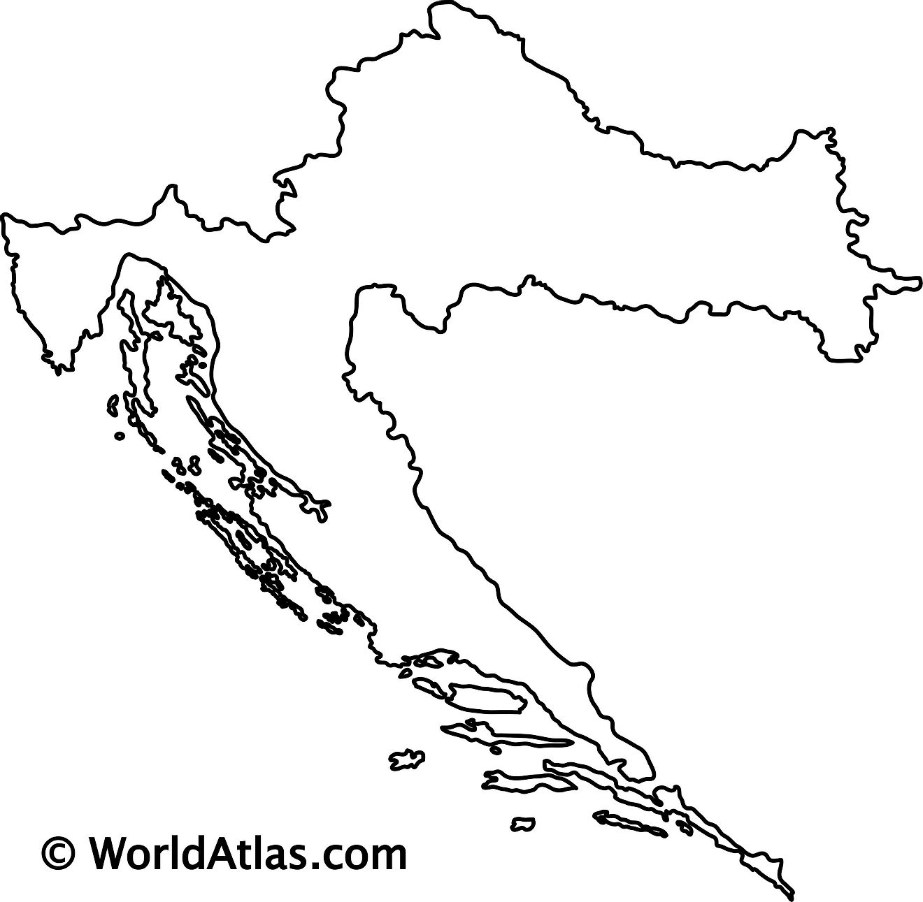 Blank Outline Map of Croatia