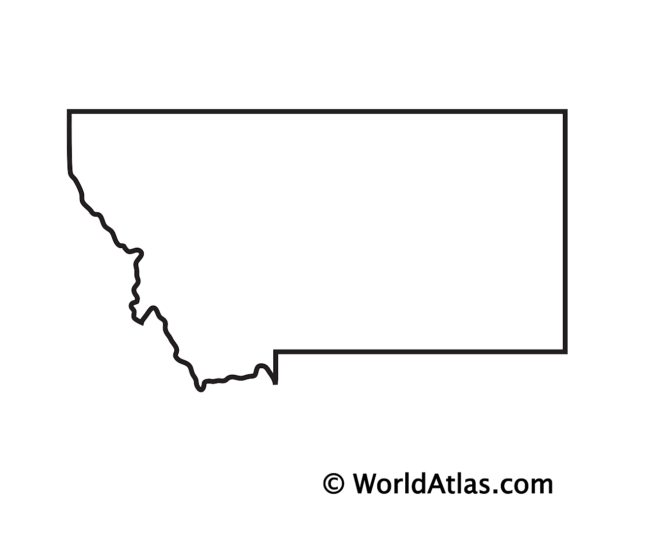 Blank Outline Map of Montana