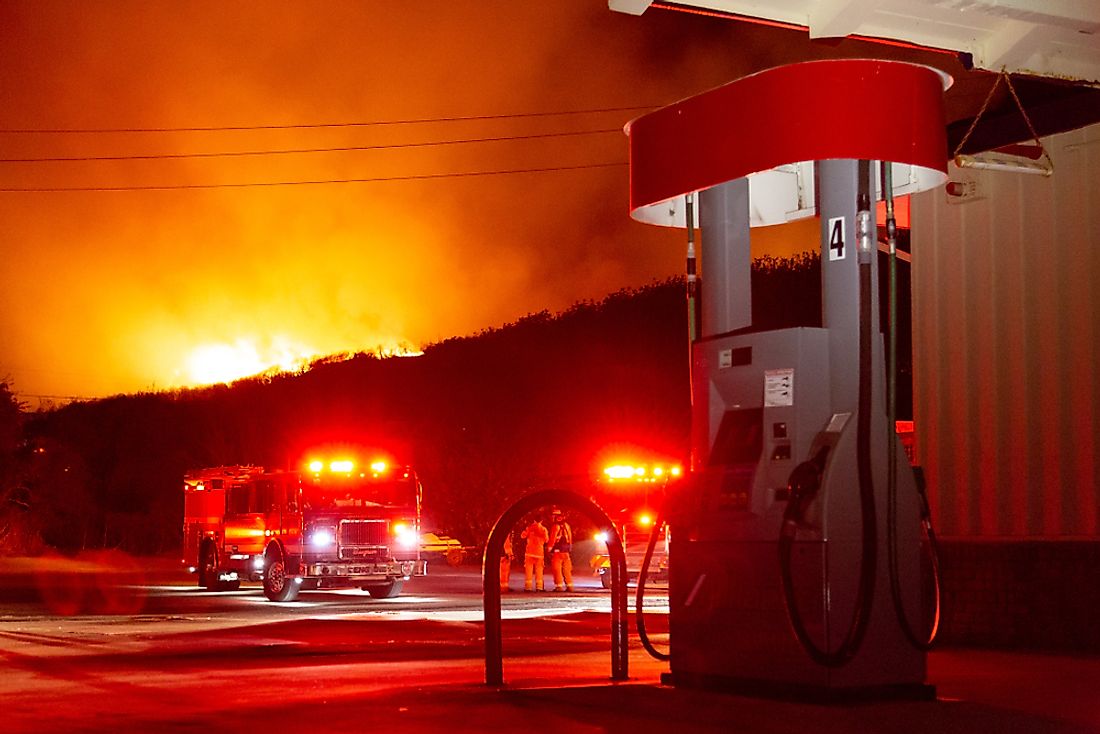 Firefighters respond to the Cabrillo Wildfire in California, USA, in 2019. Editorial credit: Santa Cruz Films / Shutterstock.com.