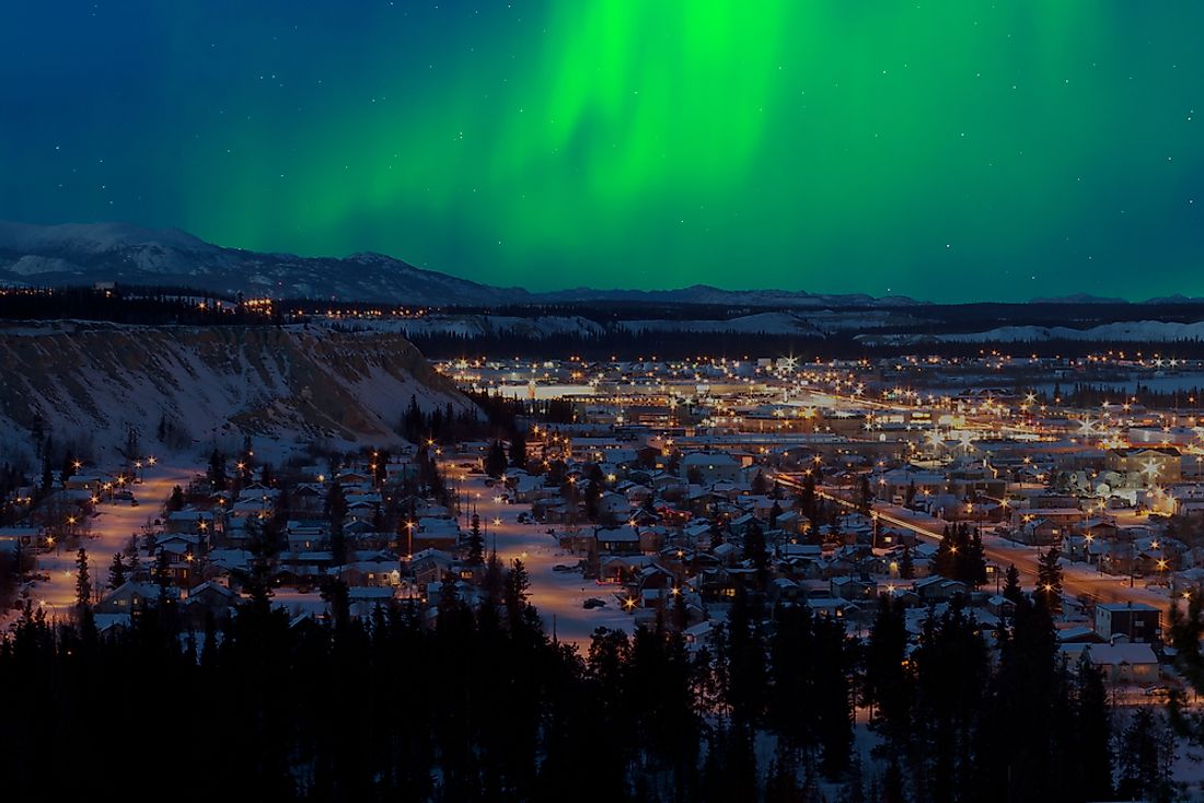 The northern lights seen over Whitehorse, the capital of Yukon, Canada. 