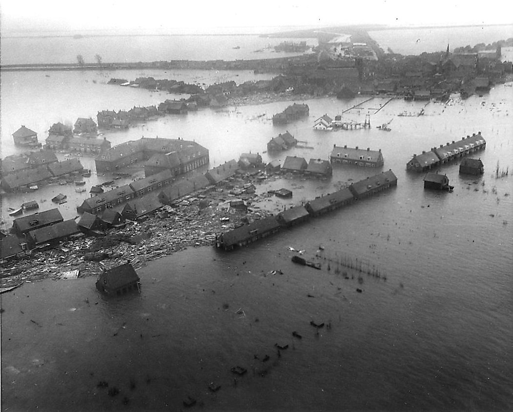 The Zuid Beveland town of Netherlands damaged by the North Sea flood of 1953.
