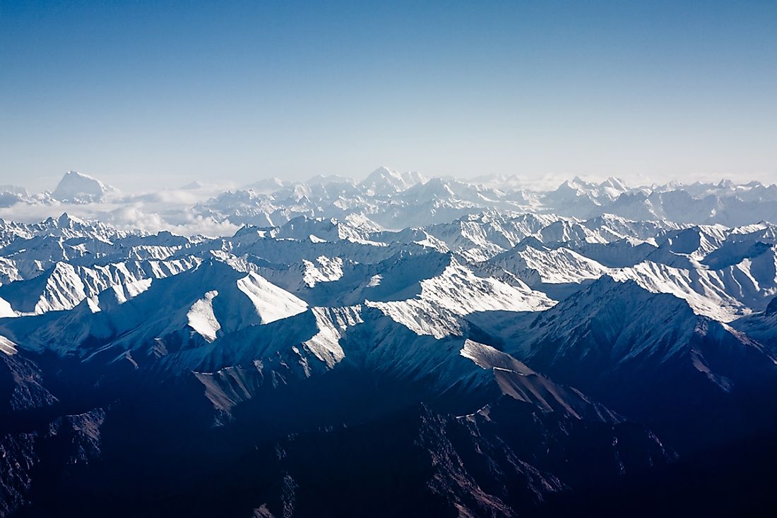 An aerial view of the spectacular Himalayan Range.
