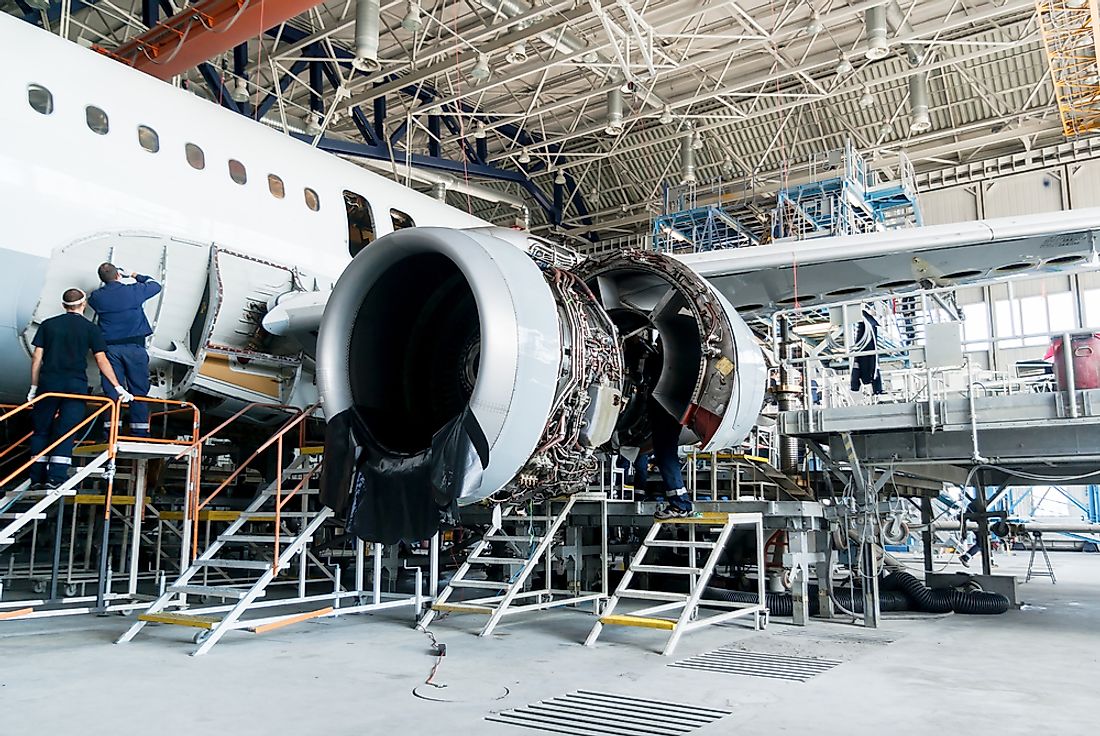 An airplane being assembled in Sofia, Bulgaria. Editorial credit: Stoyan Yotov / Shutterstock.com.
