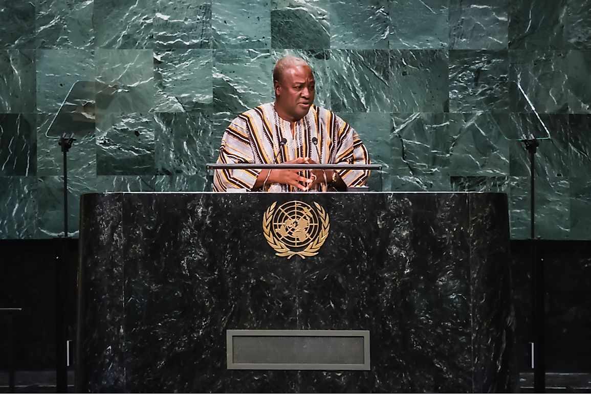 John Dramani Mahama, the then President of Ghana, addressing the UN. Editorial credit: Drop of Light / Shutterstock.com