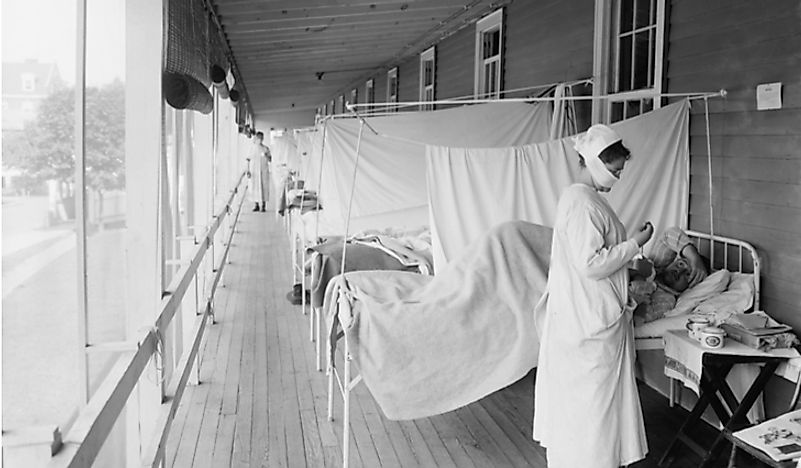 A hospital ward during the Spanish Flu. 