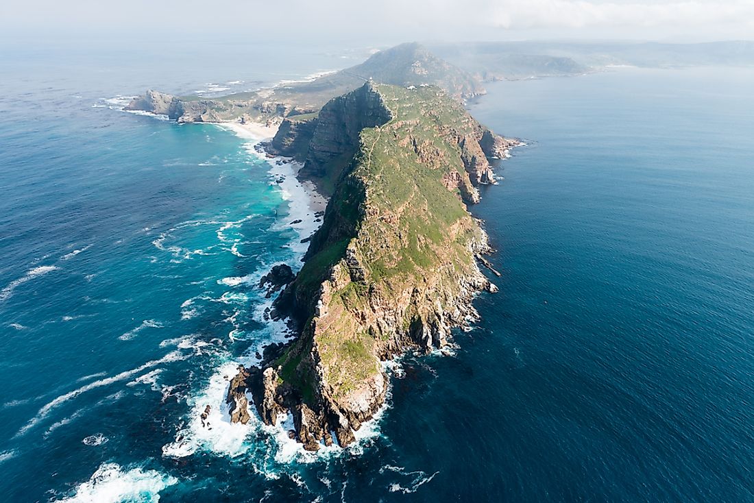 Cape Point, South Africa, where the Atlantic Ocean and the Indian Ocean meet. 