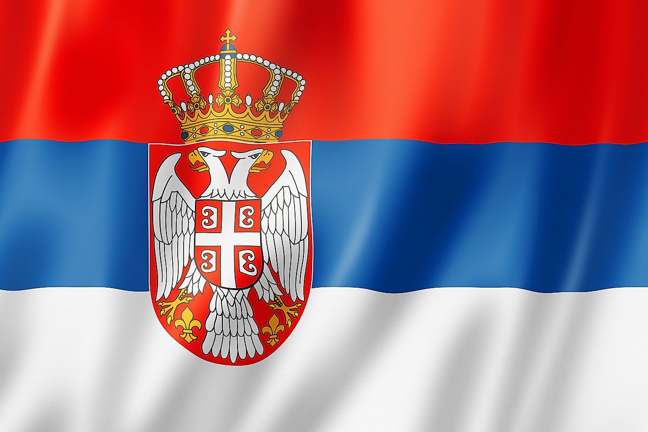 The official flag of the Republic of Serbia. 