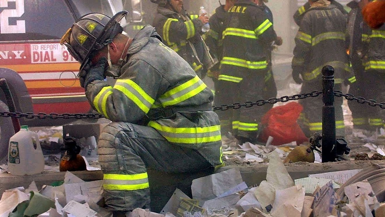 Firefighters fought vigourously on 9/11 to rescue those who were trapped inside the twin towers in New York City. Source: BusinessInsider