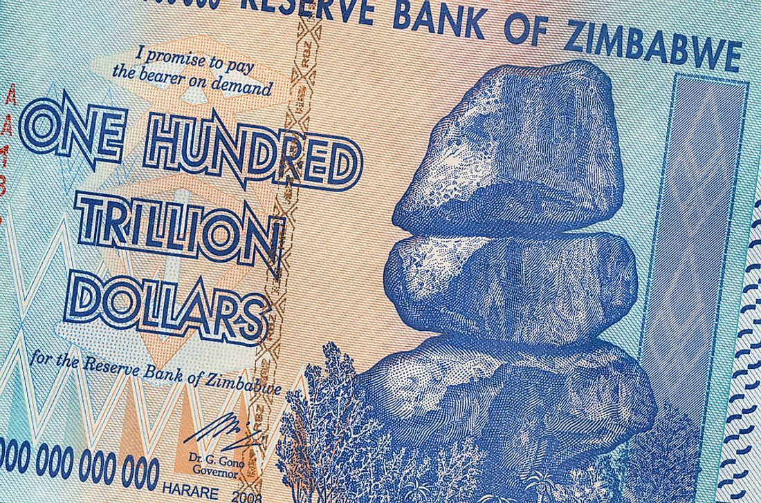 High-value notes such as this were not uncommon in Zimbabwe during the period of hyperinflation. 