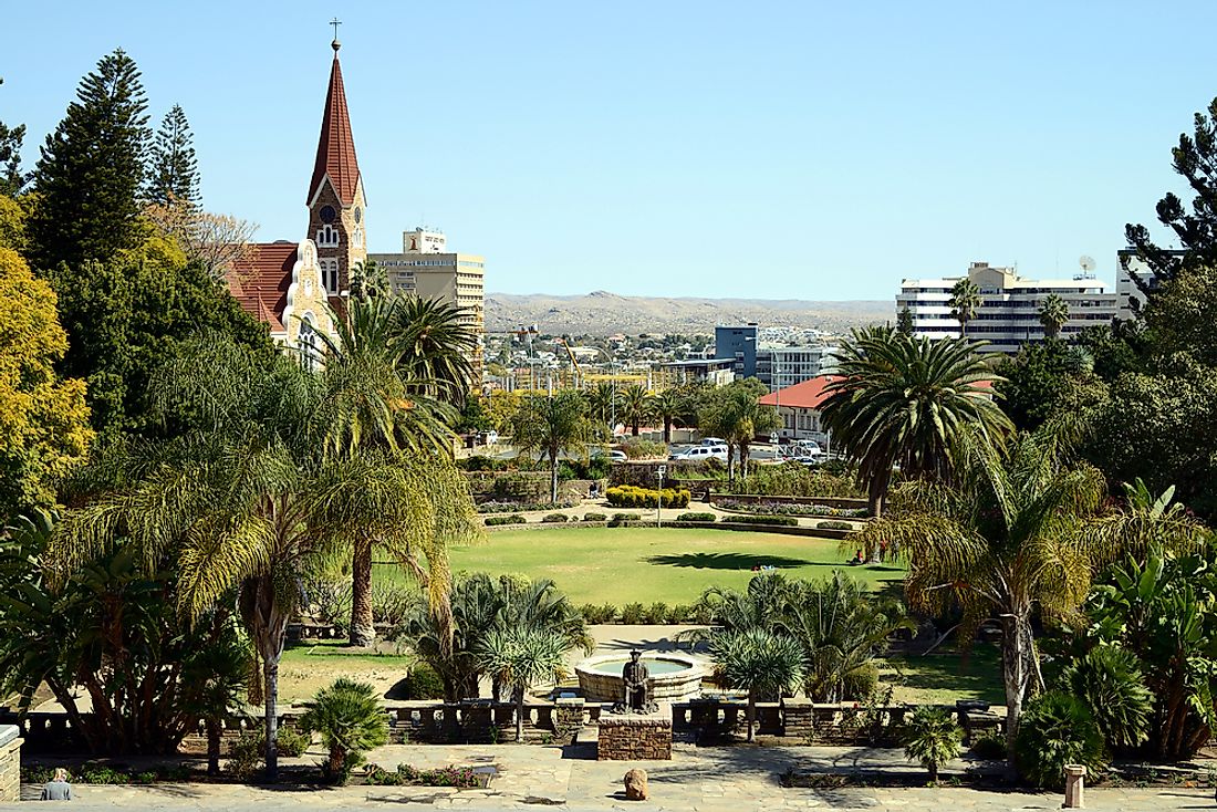 Windhoek, the largest city in Namibia. 
