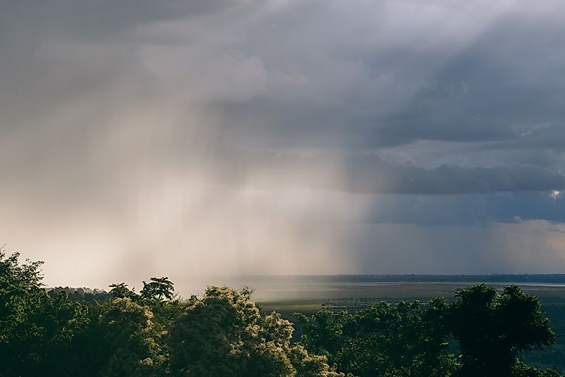 A storm approaches in Cambodia's mountain forests.