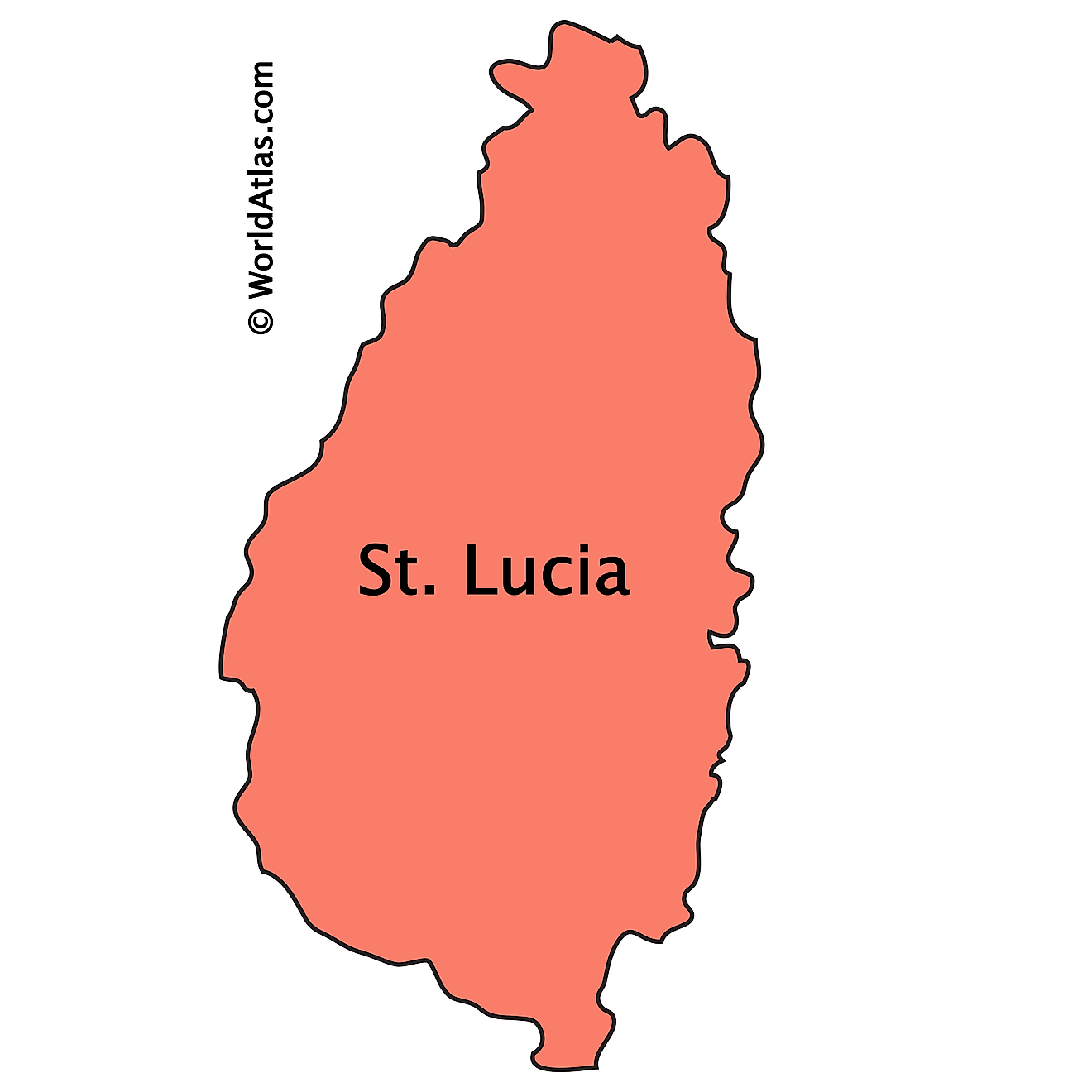 Outline Map of Saint Lucia