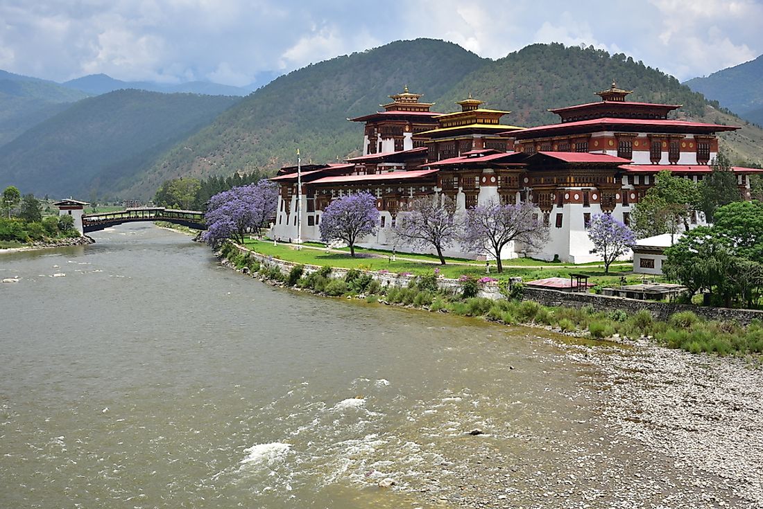 The Punakha Dzong Monastery in Bhutan. 
