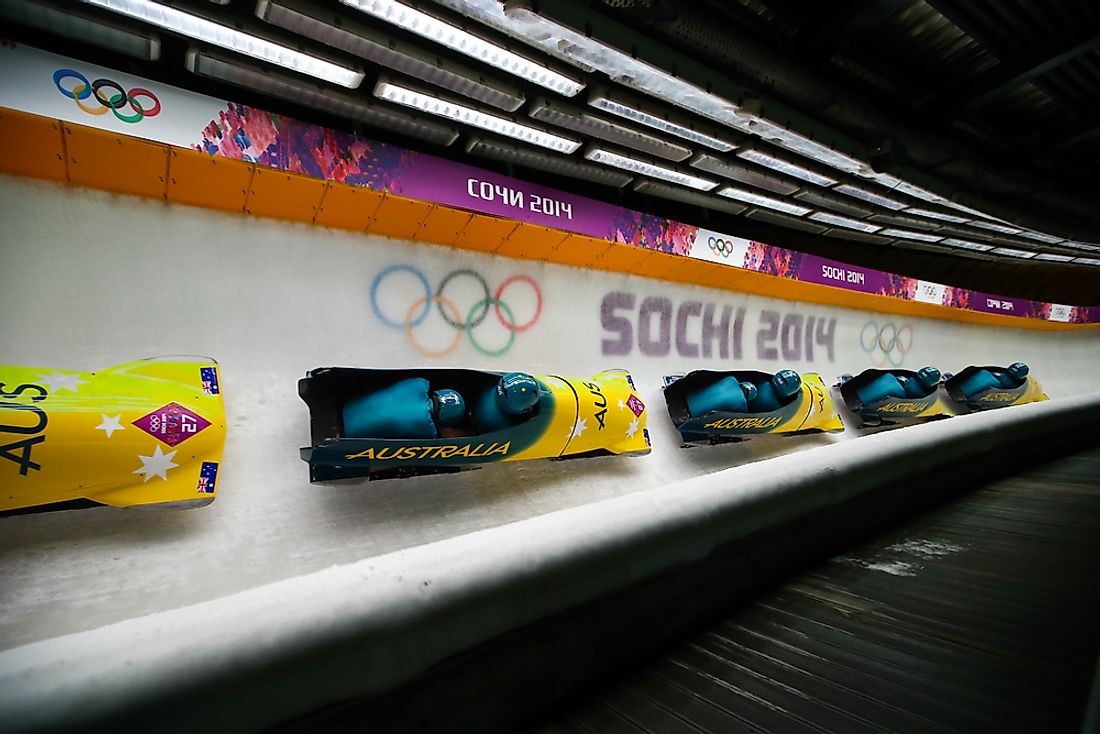 Bobsleigh athletes compete at the Sochi Olympics. Photo credit: Iurii Osadchi / Shutterstock.com. 