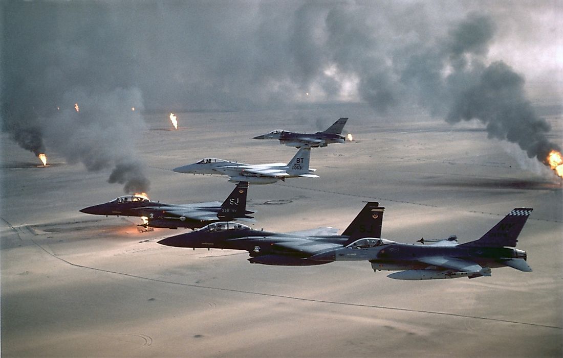 The U.S. Air Force patrolling the no-fly zone over Iraq in 1991. 