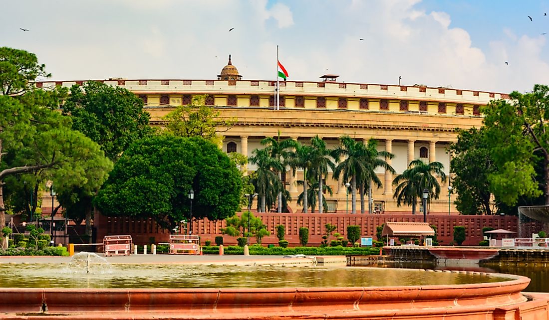 The Sansad Bhawan or Parliament Building in New Delhi, India.