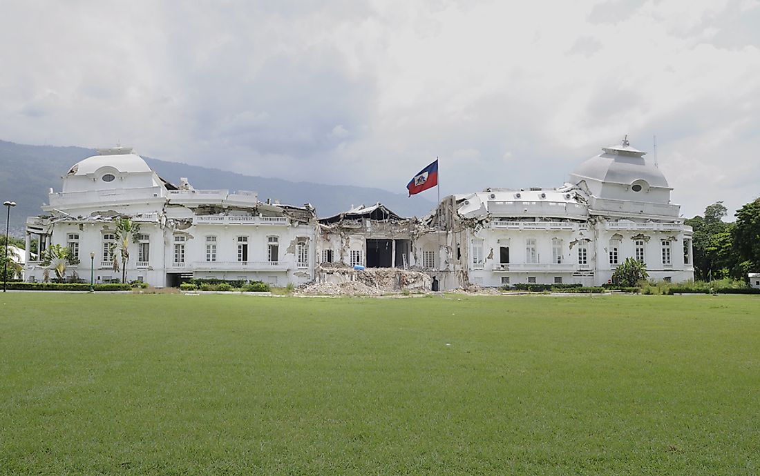 The National Palace of Haiti showing damage that it withstood in the 2010 earthquake. Editorial credit: arindambanerjee / Shutterstock.com.